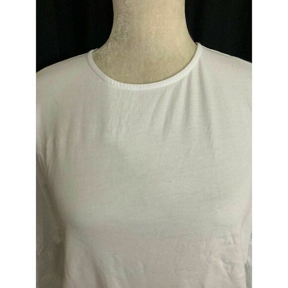 Zara Womens Solid White Long Sleeve Bell Sleeve Crew Neck Top T Shirt Small - Picture 2 of 6